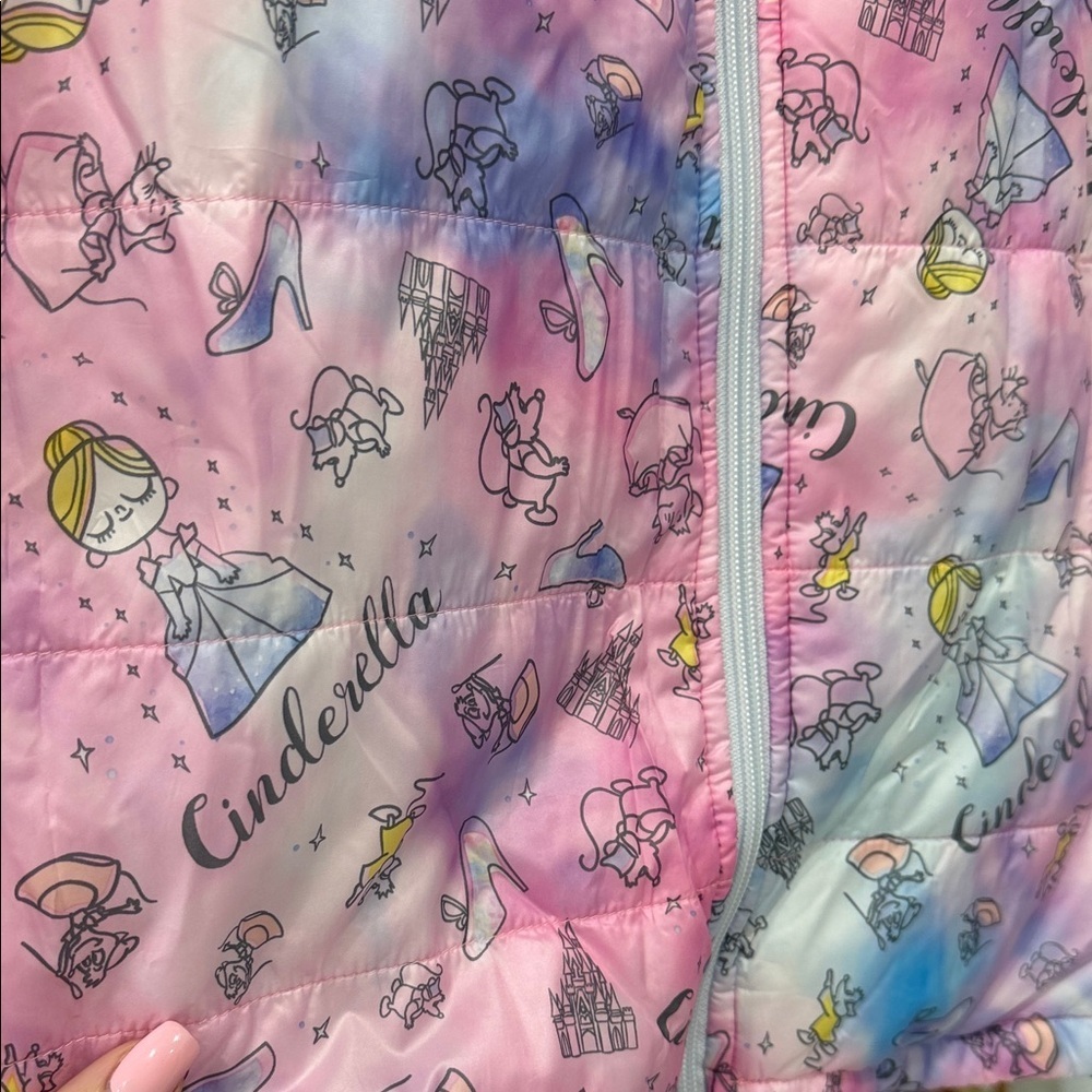 Authentic Disney Cinderella Kids Puffer Jacket - Pink and Light Blue - Picture 3 of 5